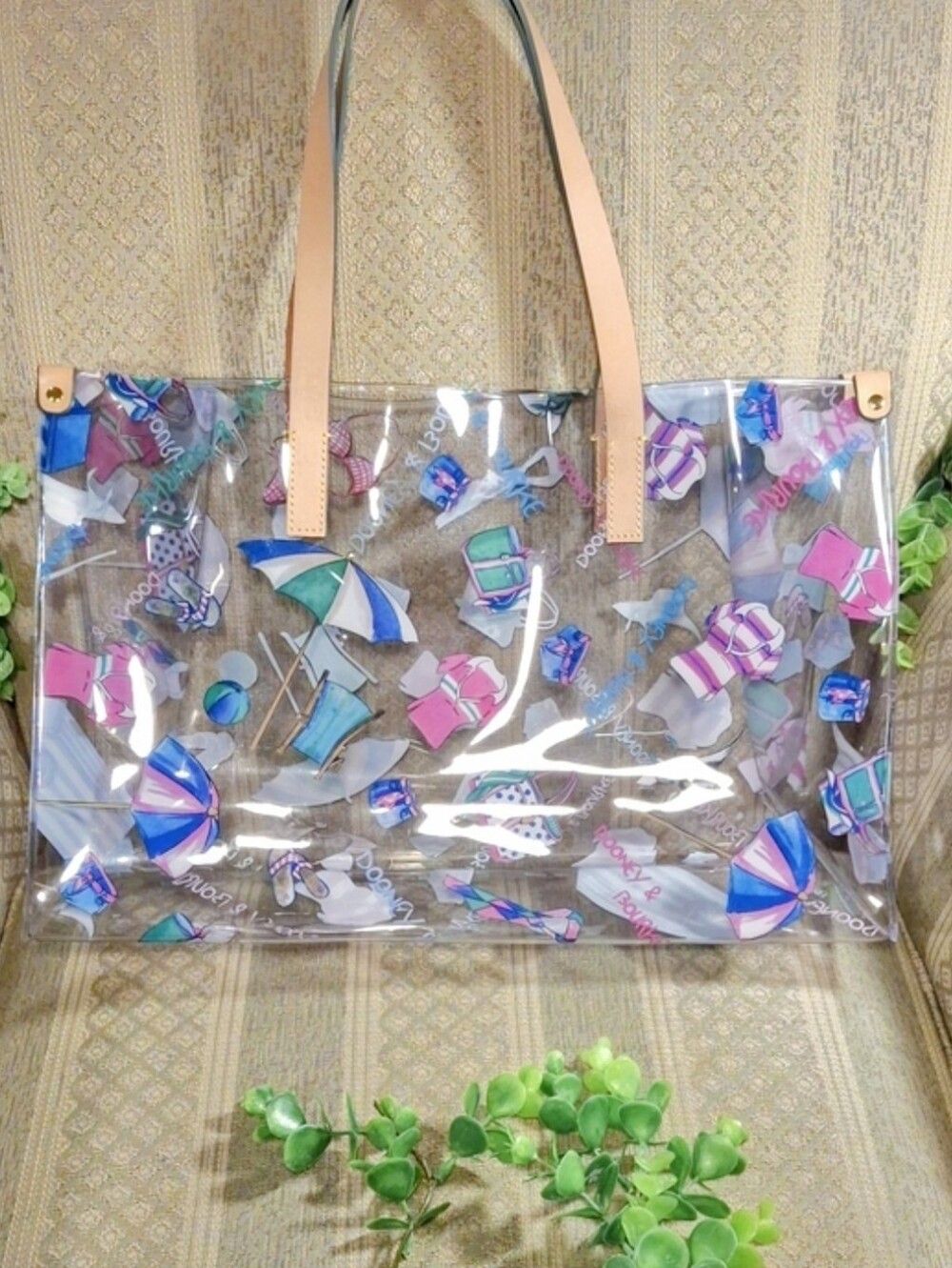 Rare Dooney & Bourke Clear Beach Theme Large Tote Bag